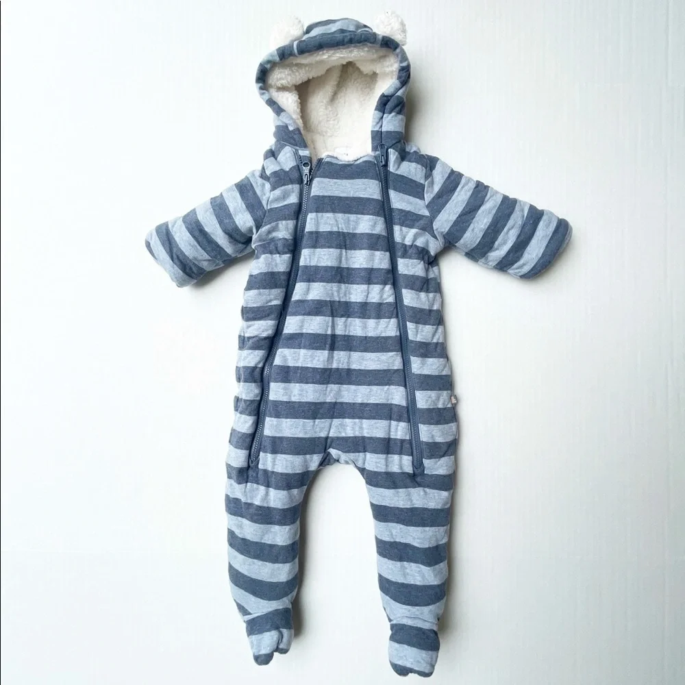 Baby Gap striped‎ snowsuit zipped puffer​​​​​​​
